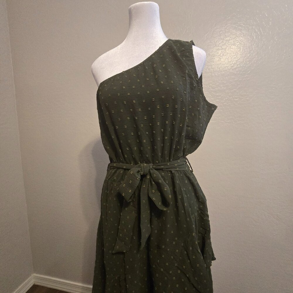Summer Floral Sundress One Shoulder Tiered Ruffle Flowy Midi Beach Boho Dress - Picture 5 of 8